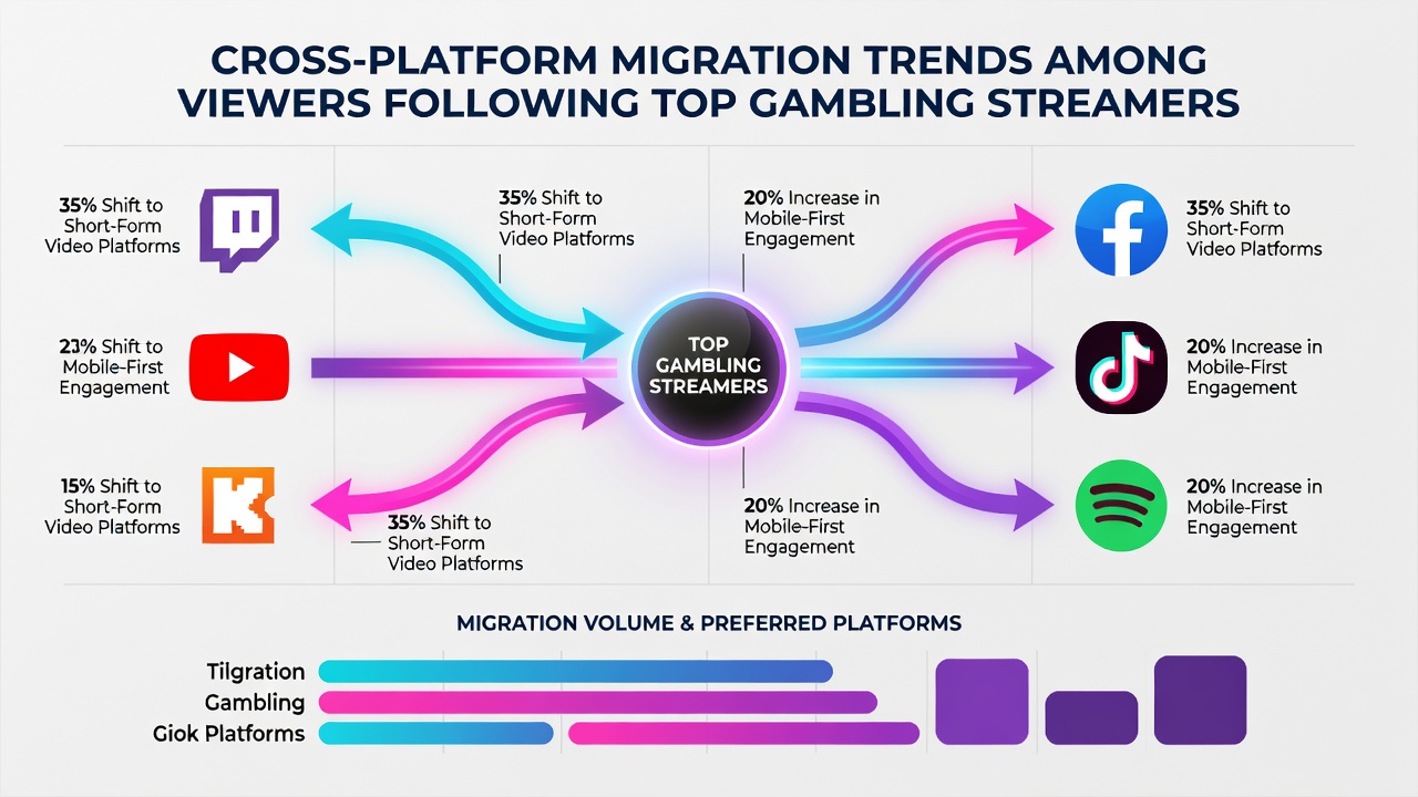 Analytics dashboard displaying cross-platform viewer migration statistics for gambling streamers in 2026
