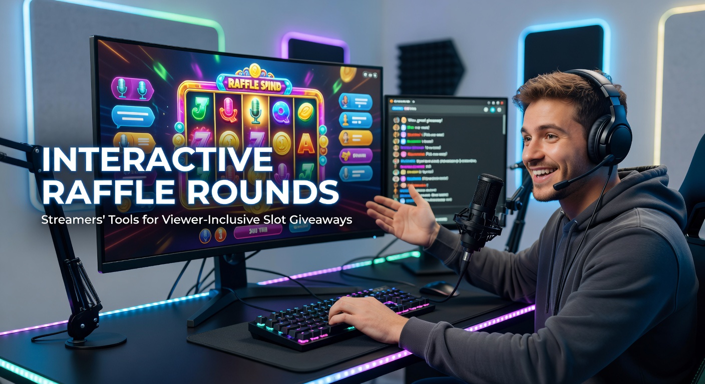 Streamer hosting a live slot giveaway with chat raffle entries flooding the screen, viewers competing for spins