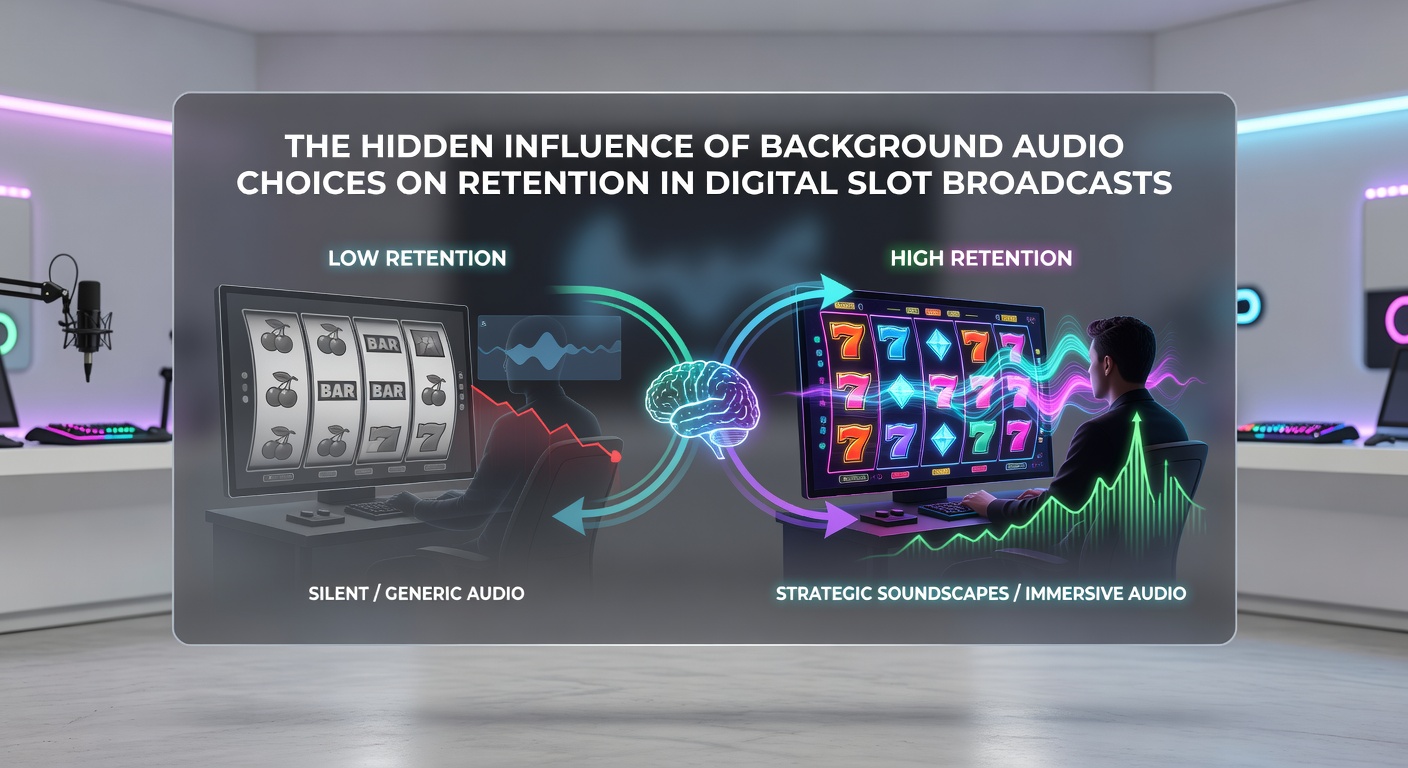 Digital slot broadcast setup showing audio mixing console and streaming interface with background music controls