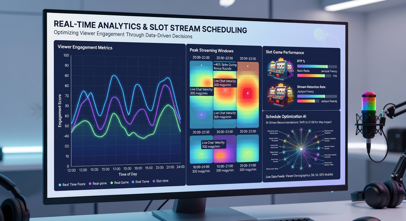 Streamer reviewing analytics overlays while planning upcoming slot session timings
