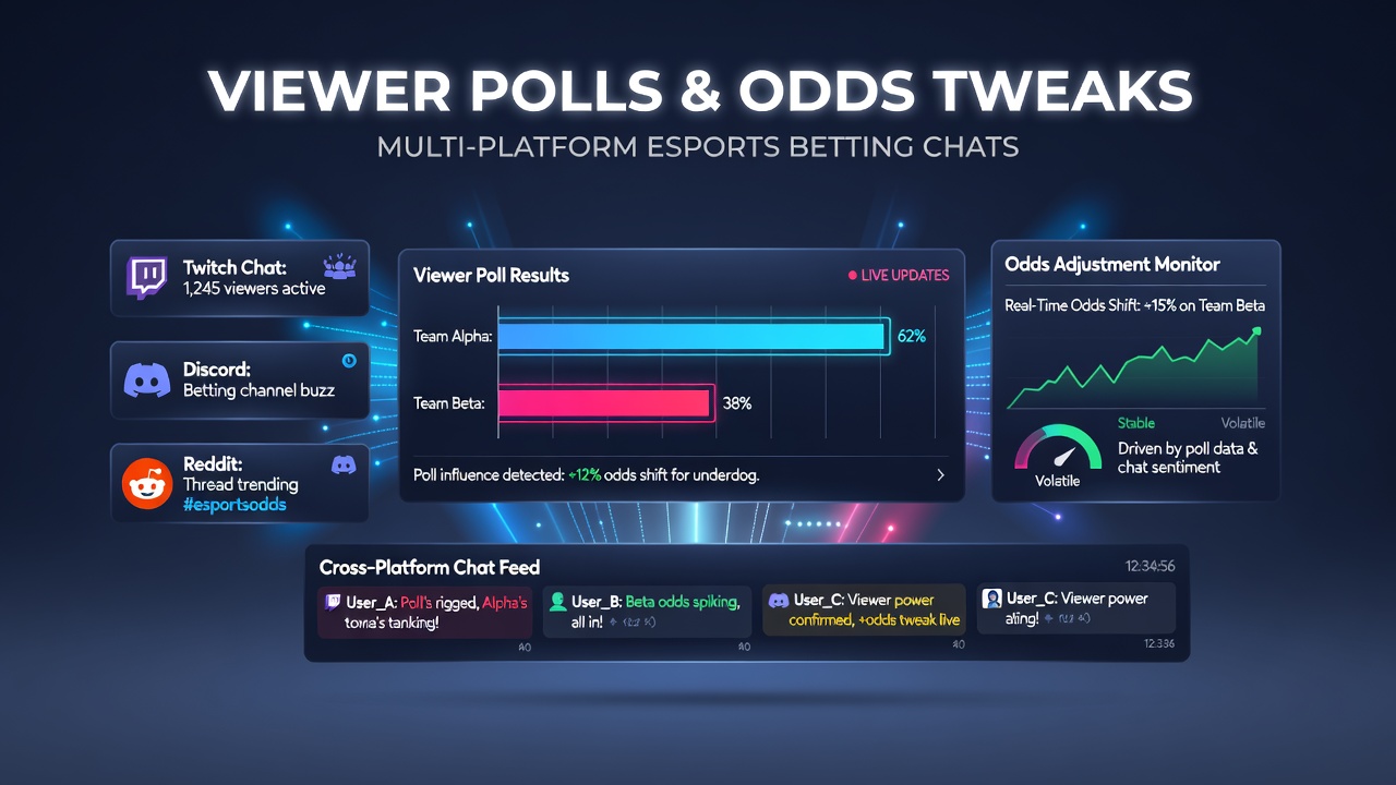 Multi-platform esports betting dashboard displaying synchronized poll results and adjusted odds